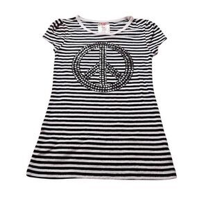 Beautees stripped peace sign shirt M